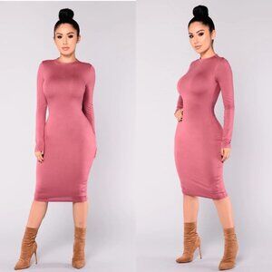 Fashion Nova dark mauve basic midi dress size L